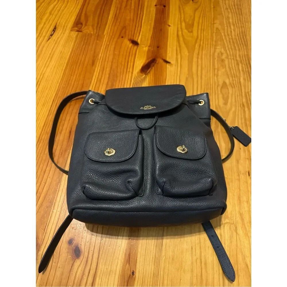 Coach Backpack F29008 Billie Black Pebbled Leather Backpack/Purse - Picture 3 of 13